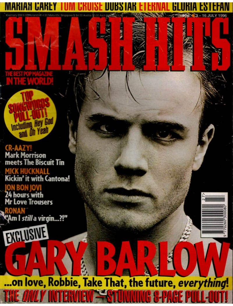 Smash Hits Magazine 3rd July 1996 Gary Barlow Smash Hits Magazine 3rd July 1996 Gary Barlow