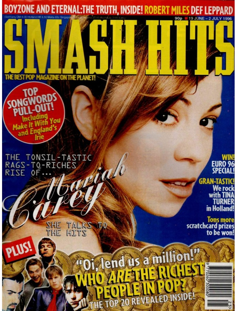 Smash Hits Magazine 19th June 1996 Mariah Carey Smash Hits Magazine 19th June 1996 Mariah Carey