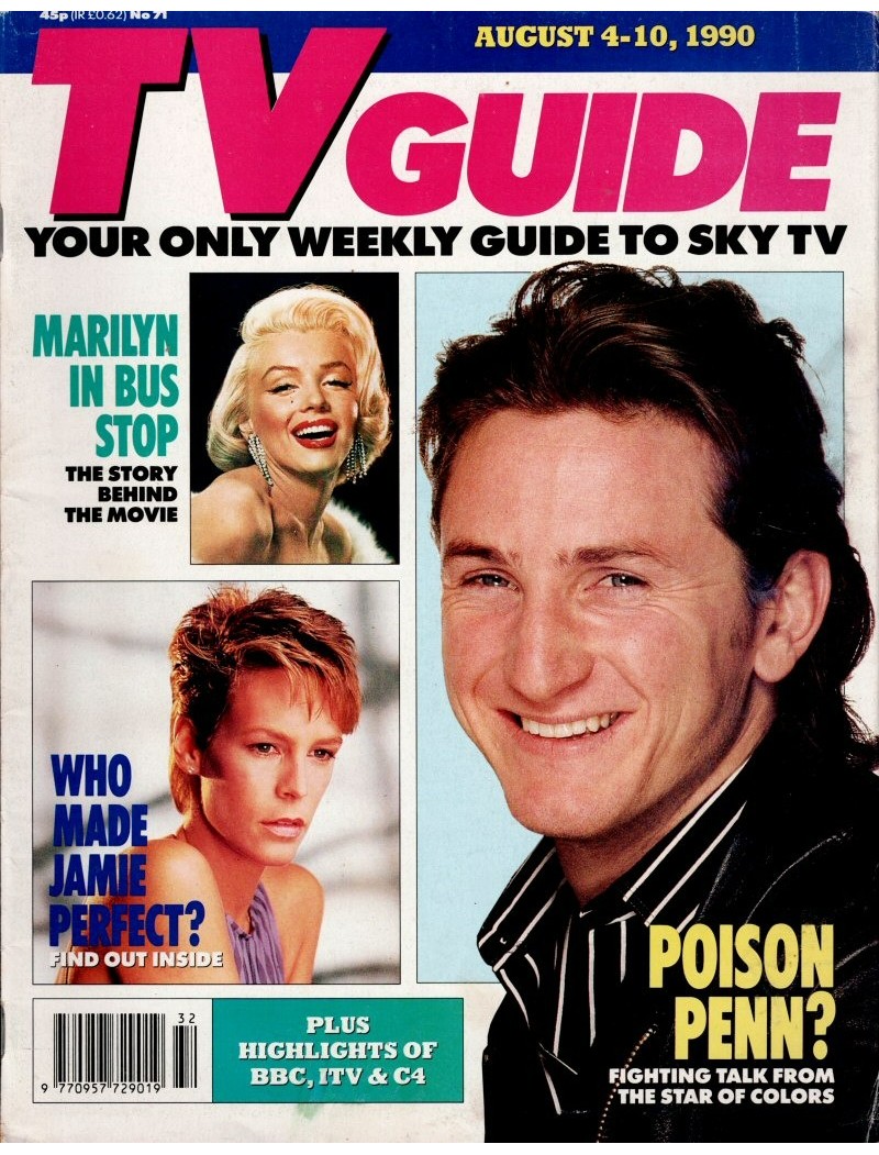 TV Guide 4th August 1990 Sean Penn Simpsons Marilyn Monroe Jerry Hall Nguyne Xuan Tri TV Guide 4th August 1990 Sean Penn Simpsons Marilyn Monroe Jerry Hall Nguyne Xuan Tri