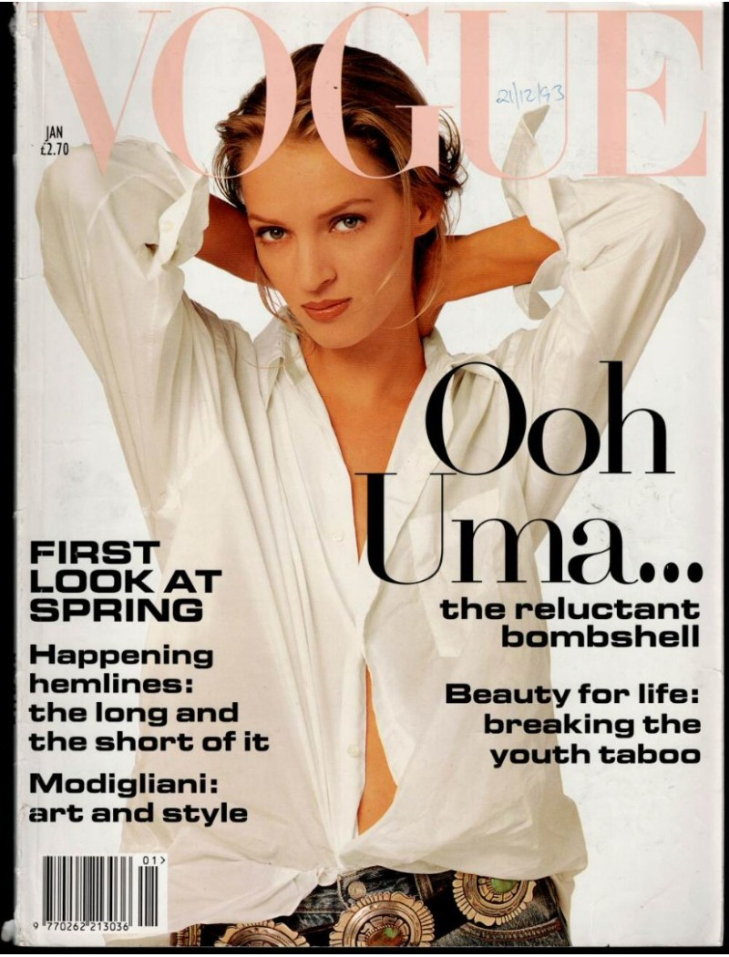 Vogue Magazine January 1994 Uma Thurman