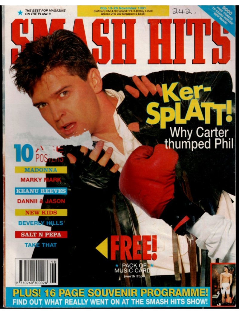 Smash Hits Magazine 13th November 1991 Phillip Schofield ccover