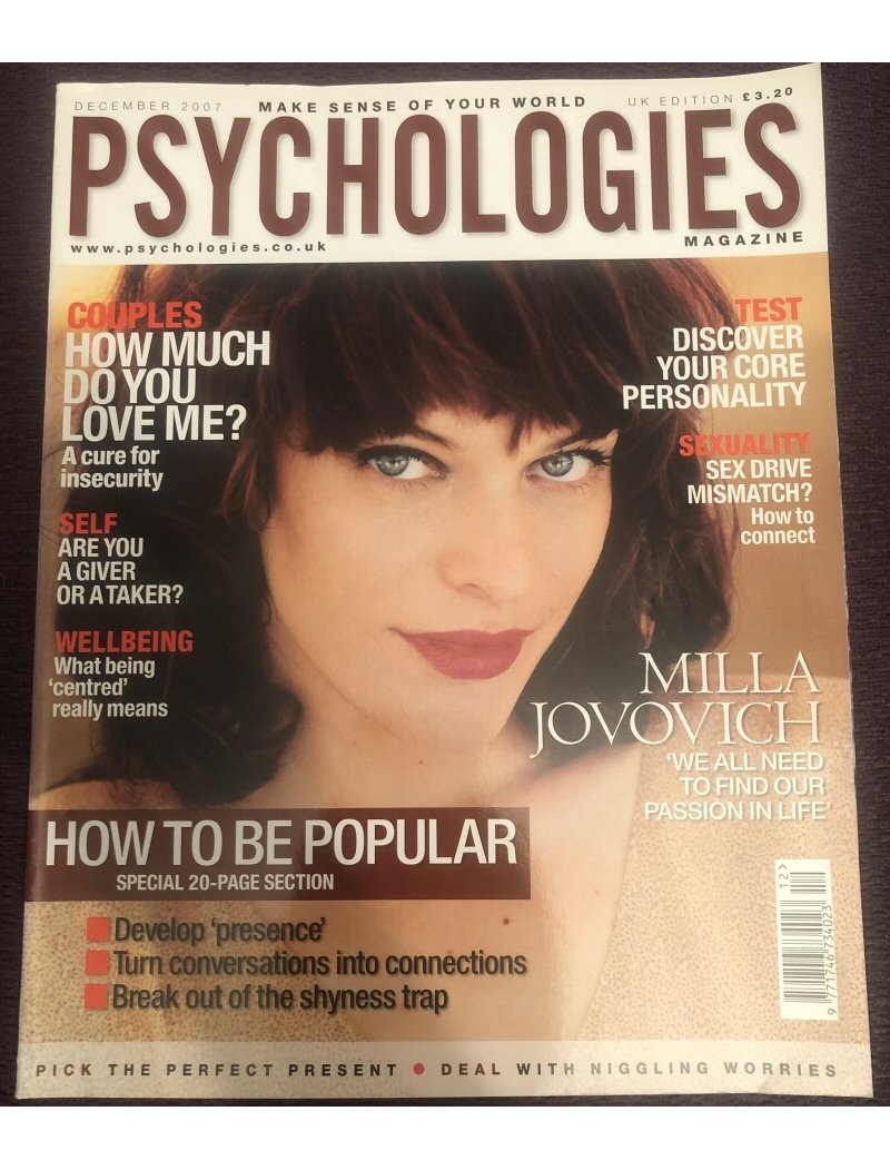 Psychologies Magazine December 2007 Milla Jovovich