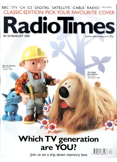 Radio Times Magazine 18th August 2001 Bob the Builder