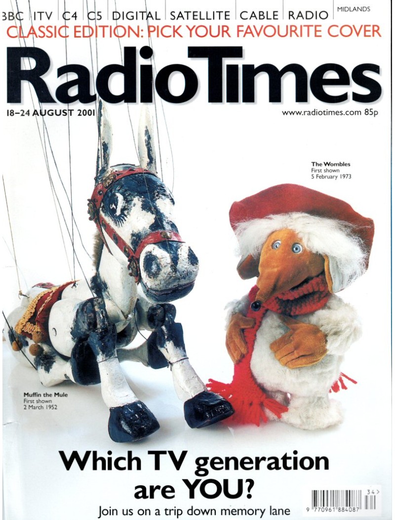 Radio Times Magazine 18th August 2001 Wombles Radio Times Magazine 18th August 2001 Wombles
