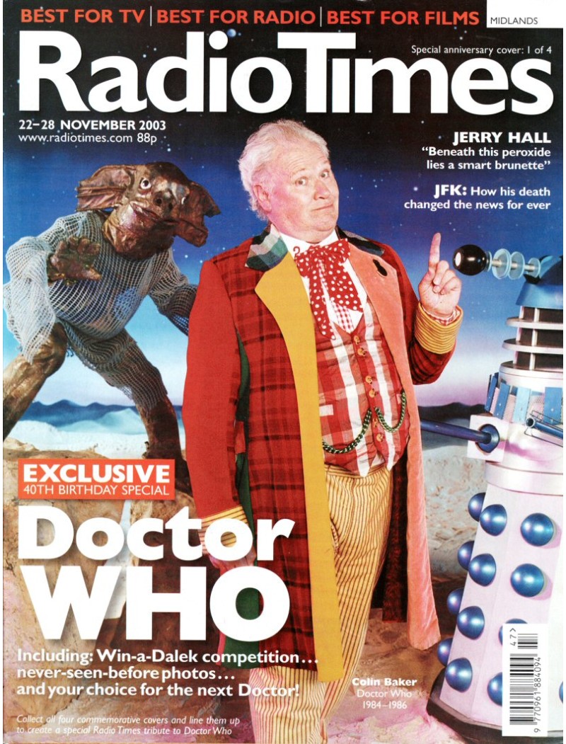 Radio Times Magazine 22nd November 2003 Cover 1 of 4 Colin Baker Doctor Who