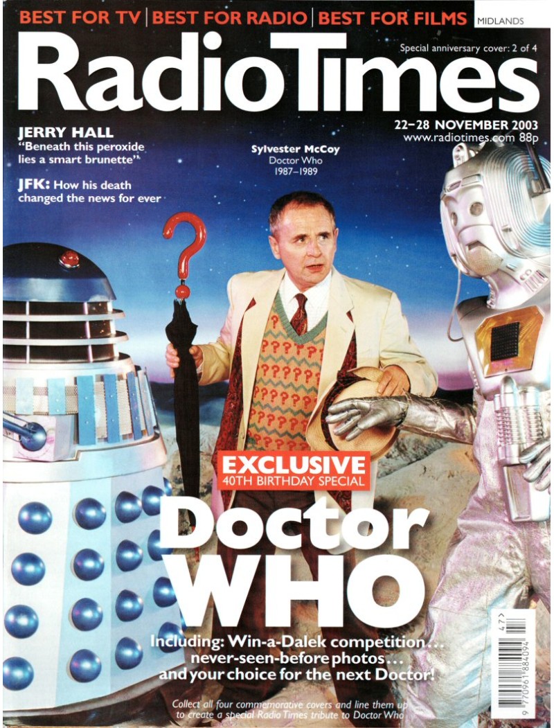 Radio Times Magazine 22nd November 2003 Cover 2 of 4 Sylvester McCoy Doctor Who