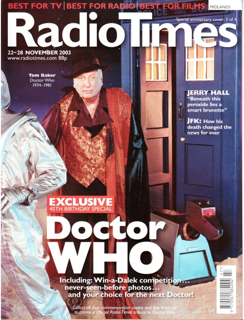 Radio Times Magazine 22nd November 2003 Cover 3 of 4 Tom Baker Doctor Who