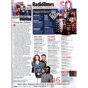 Radio Times Magazine 25th November 2023 Doctor Who 60th Anniversary Issue