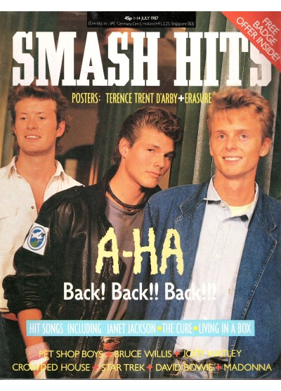 Smash Hits Magazine - 1987 01/07/87 (Aha cover)