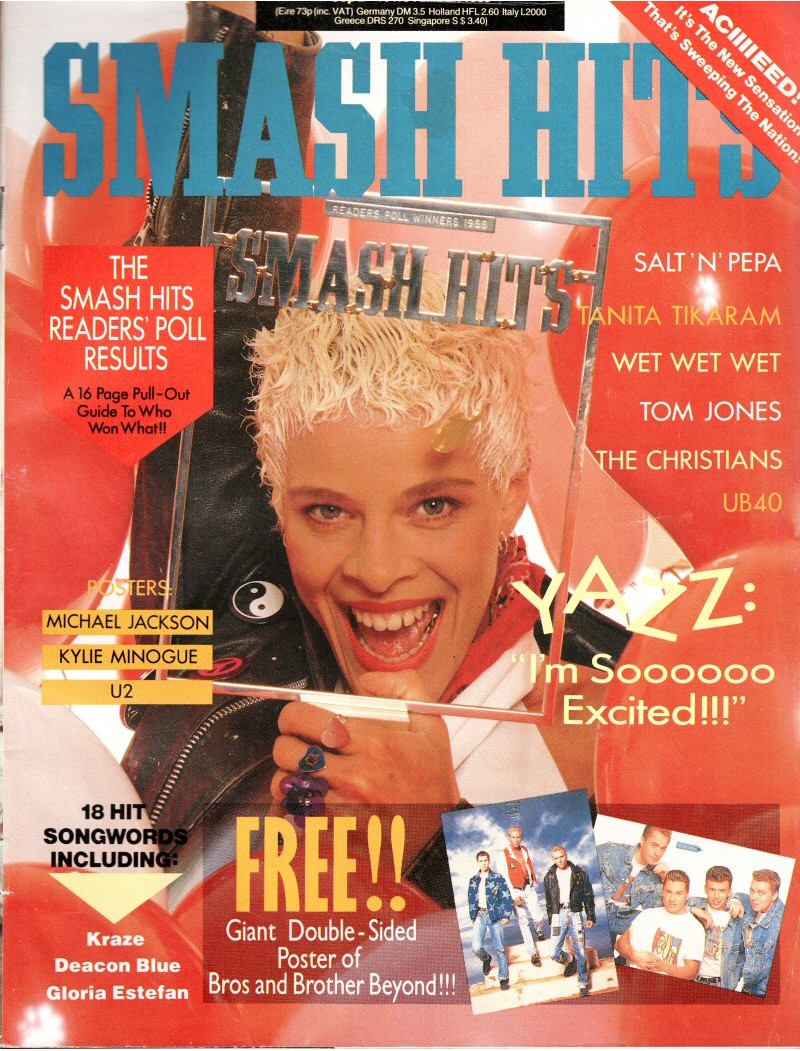 Smash Hits Magazine - 1988 02/11/88 (Yazz Cover) includes giant poster