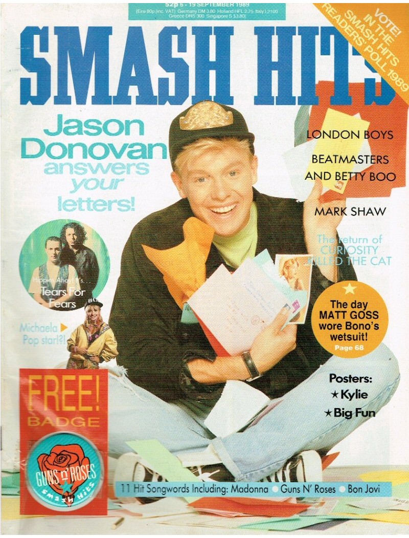 Smash Hits Magazine - 1989 06/09/89 (Jason Donovan)
