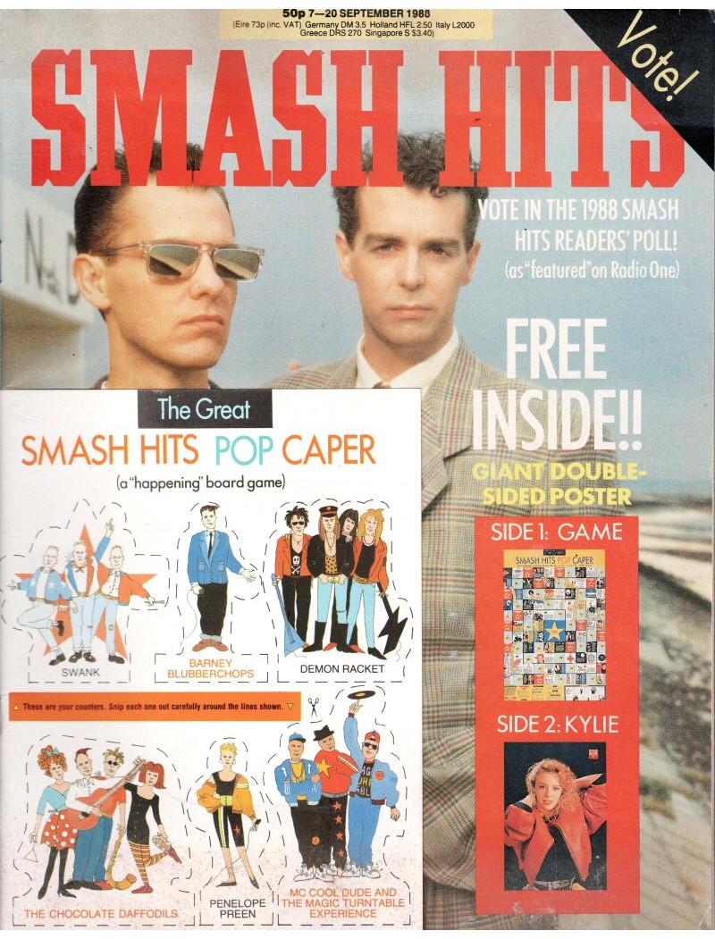 Smash Hits Magazine - 1988 07/09/88 (Pet Shop Boys Cover) with poster Smash Hits Magazine - 1988 07/09/88 (Pet Shop Boys Cover) with poster