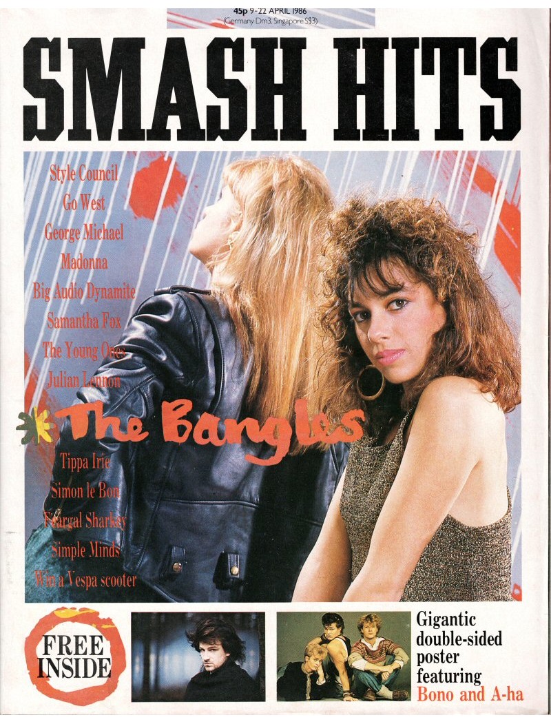Smash Hits Magazine 9th April 1986 Smash Hits Magazine 9th April 1986