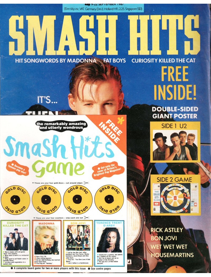 Smash Hits Magazine 9th September 1987 (Then Jerico Cover)