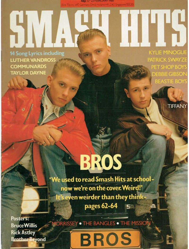 Smash Hits Magazine 10th February 1988 (Bros Cover) Smash Hits Magazine 10th February 1988 (Bros Cover)
