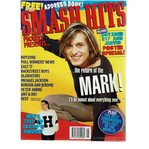Smash Hits Magazine 6th November 1996 Mark Owen Robson & Jerome Boyzone Gladiators