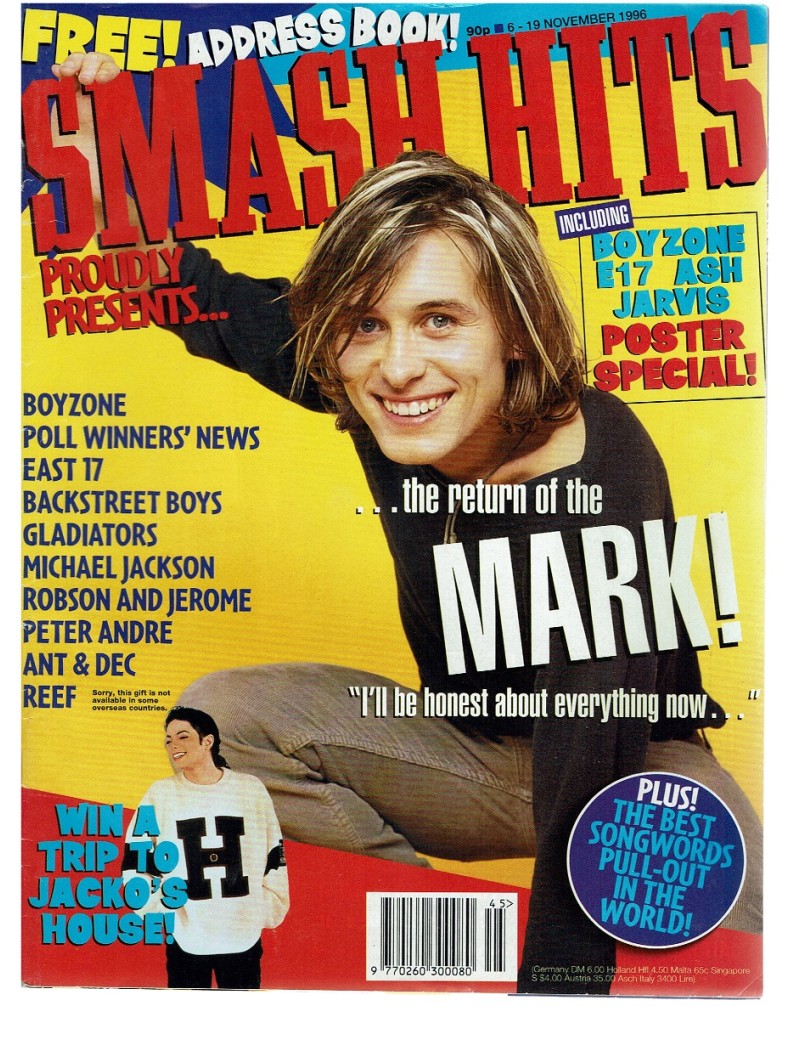 Smash Hits Magazine 6th November 1996 Mark Owen Robson & Jerome Boyzone Gladiators