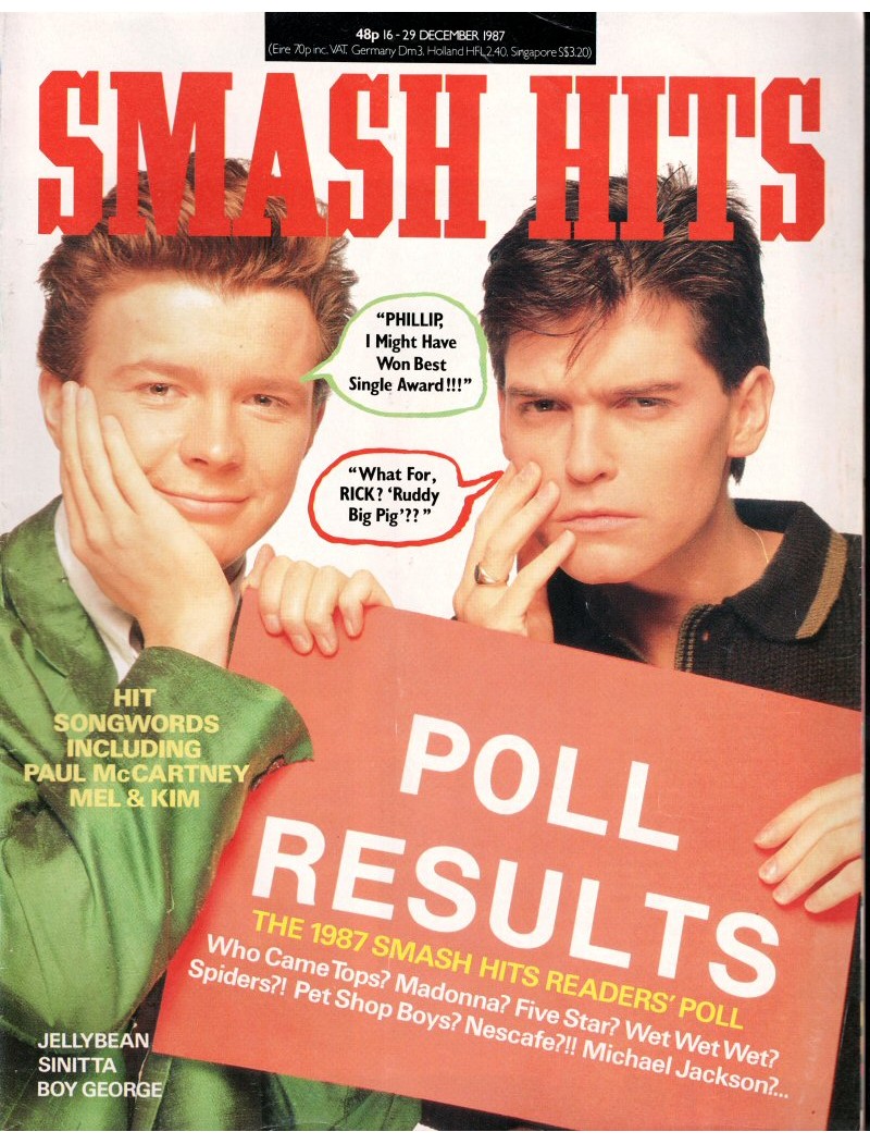 Smash Hits Magazine 16th December 1987 (Smash Hits Poll Cover) Smash Hits Magazine 16th December 1987 (Smash Hits Poll Cover)