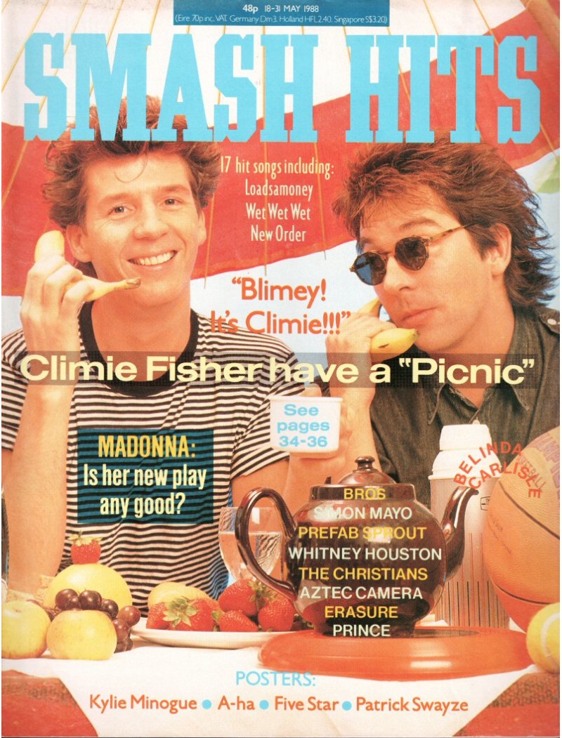 Smash Hits Magazine 18th May 1988 Climie Fisher Belinda Carlisle Poison Prince Kylie Prefab Sprout