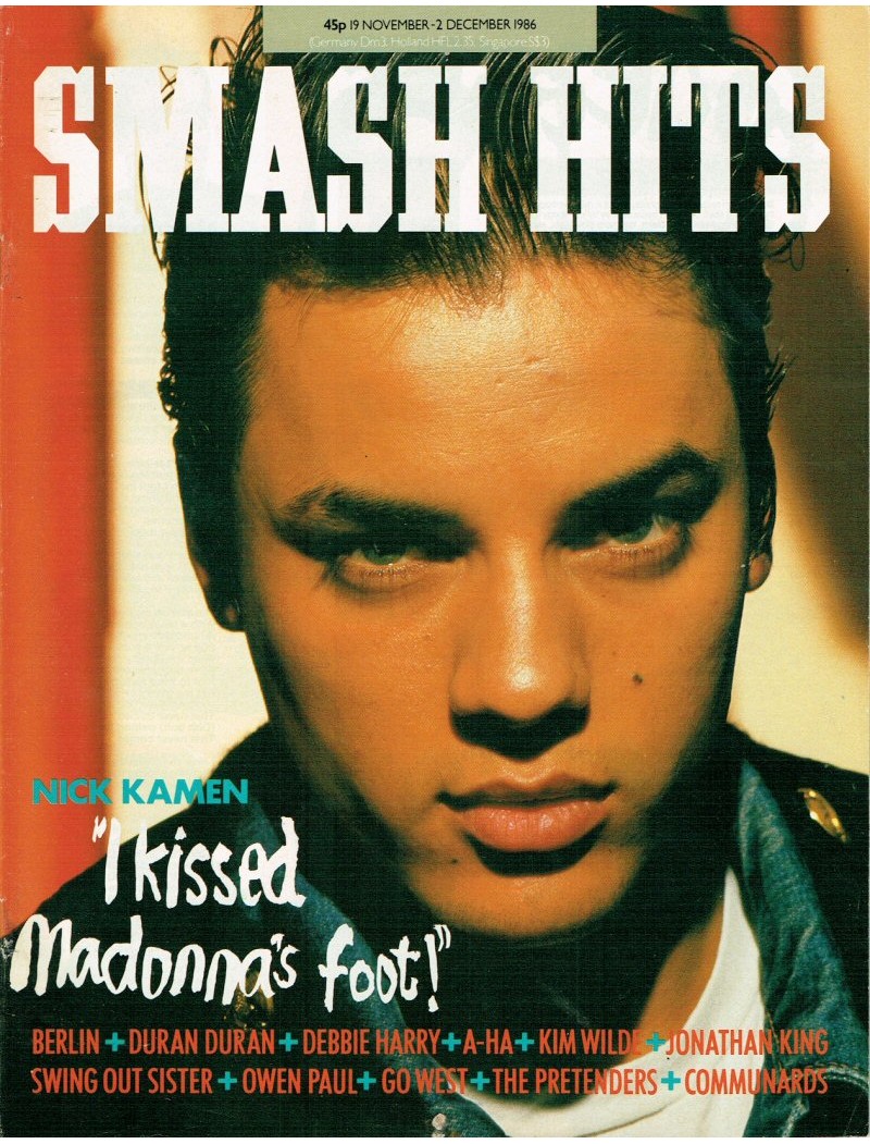 Smash Hits Magazine 19th November 1986 Smash Hits Magazine 19th November 1986