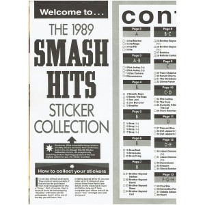 Smash Hits Magazine 1989 Sticker Collection 