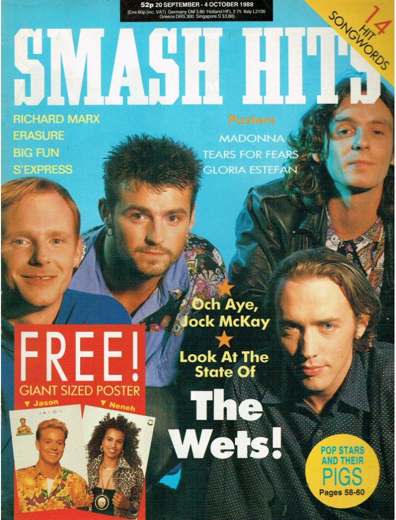Smash Hits Magazine 20th September 1989 (Wet Wet Wet) Smash Hits Magazine 20th September 1989 (Wet Wet Wet)