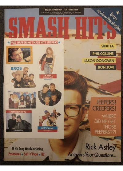 Smash Hits Magazine - 1988 21/09/88 (Rick Astley Cover)