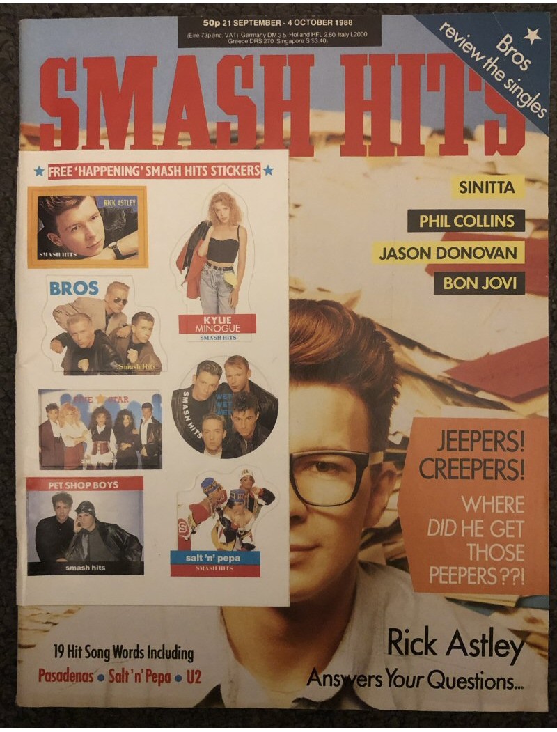 Smash Hits Magazine - 1988 21/09/88 (Rick Astley Cover)