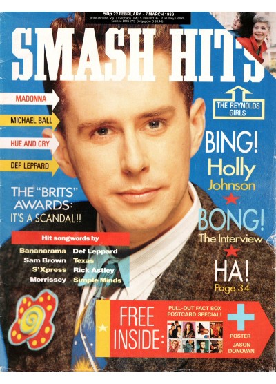 Smash Hits Magazine 22nd February 1989 (Holly Johnson Cover)