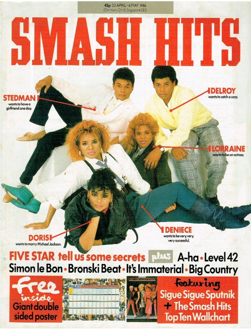 Smash Hits Magazine 23rd April 1986 Five Star Smash Hits Magazine 23rd April 1986 Five Star