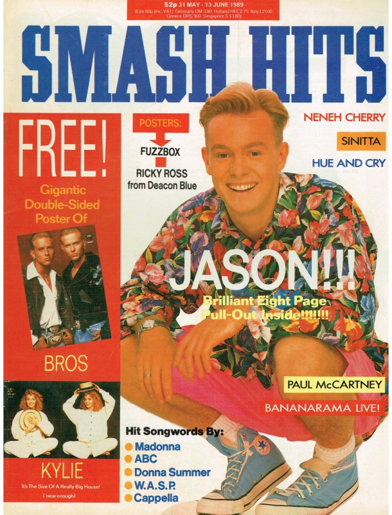 Smash Hits Magazine 31st May 1989 Smash Hits Magazine 31st May 1989