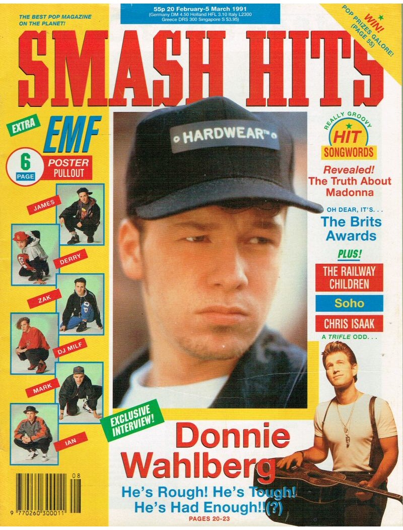 Smash Hits Magazine 20th February 1991 (Donnie Wahlberg Cover)