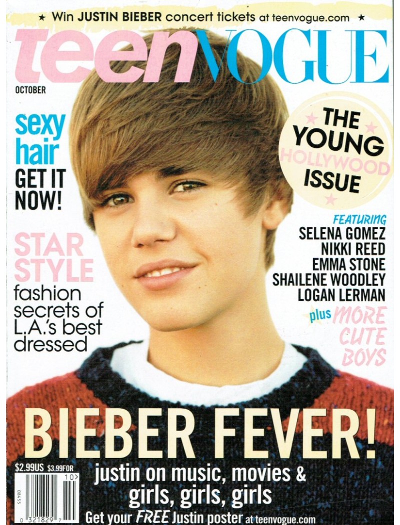 Teen Vogue Magazine 2010 10/10 Justin Bieber