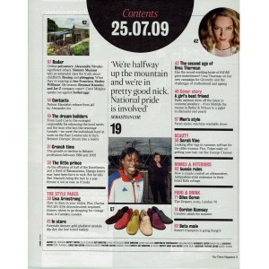 The Times Magazine 25th July 2009 Uma Thurman