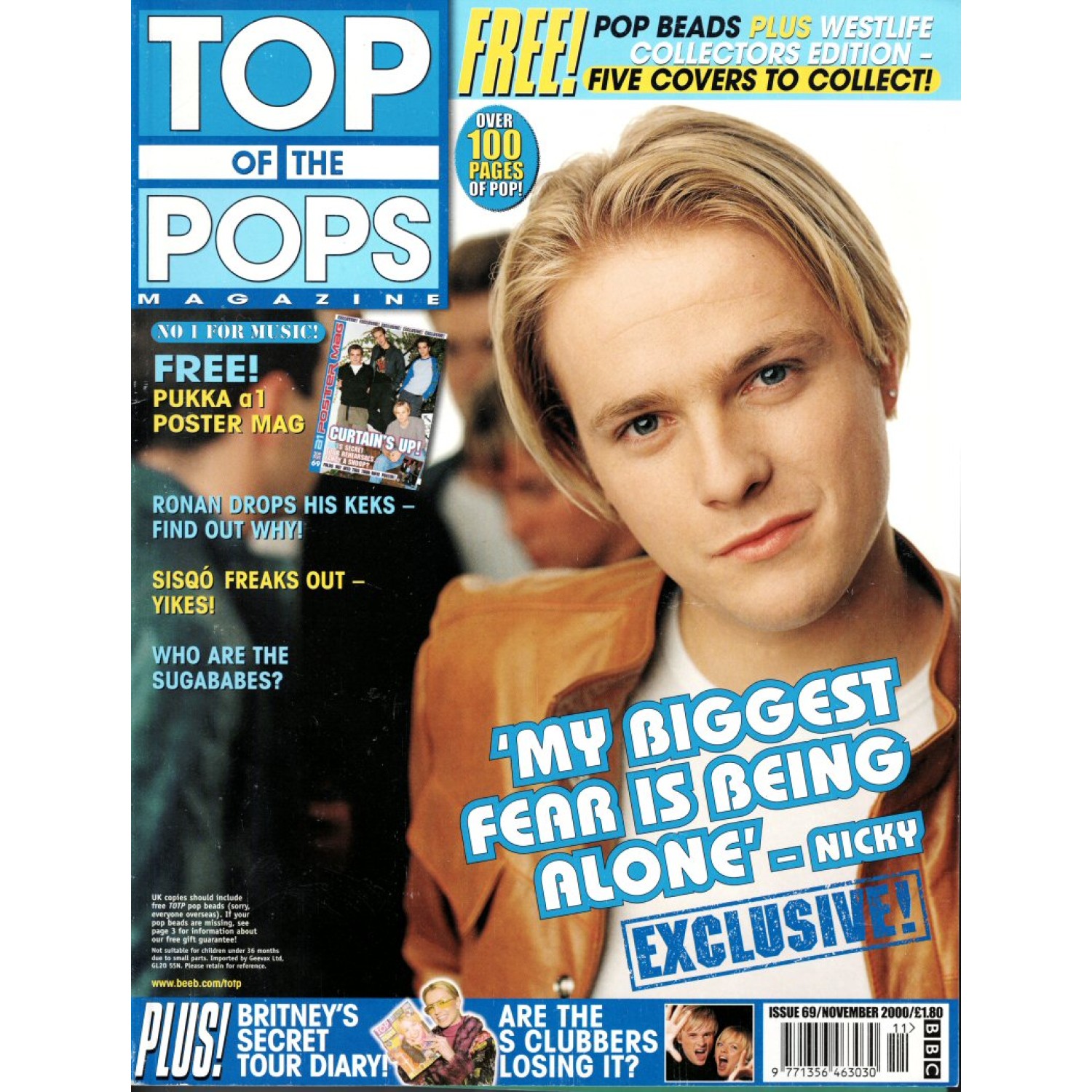 Top of the pops magazine november 2000 issue 69 westlife