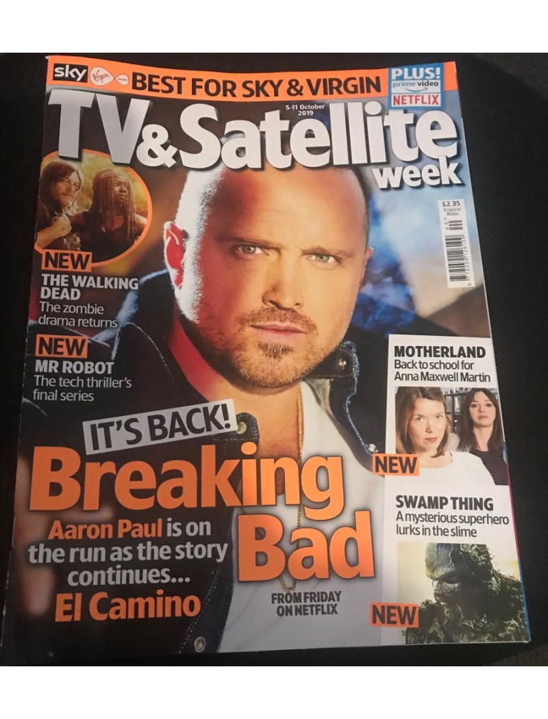 TV & Satellite Week Magazine 5th October 2019 Aaron Paul The Walking Dead Rami Malek TV & Satellite Week Magazine 5th October 2019 Aaron Paul The Walking Dead Rami Malek