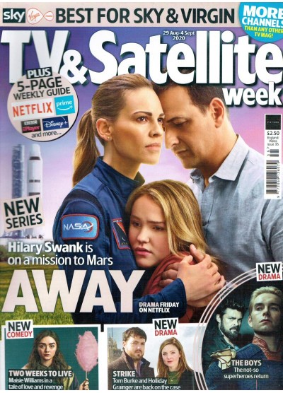 TV & Satellite Week Magazine 29th August 2020 Hilary Swank Maisie Williams Holliday Grainger Lily James
