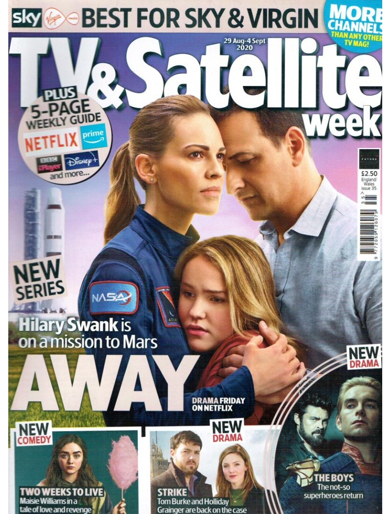 TV & Satellite Week Magazine 29th August 2020 Hilary Swank Maisie Williams Holliday Grainger Lily James