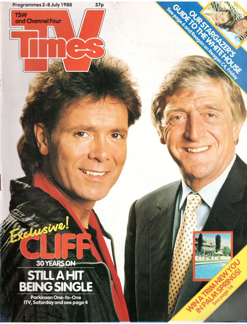 TV Times Magazine 2nd July 1988 Cliff Richard Michael Aspel TV Times Magazine 2nd July 1988 Cliff Richard Michael Aspel