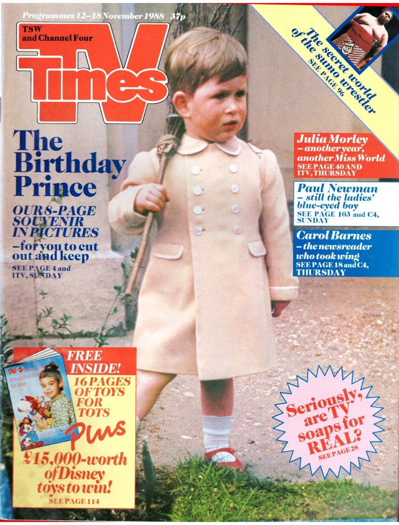 TV Times Magazine 12th November 1988 Prince Charles TV Times Magazine 12th November 1988 Prince Charles
