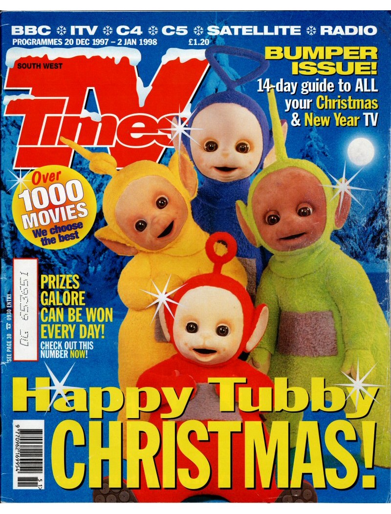 TV Times Magazine 20th December 1997 Teletubbies Cover