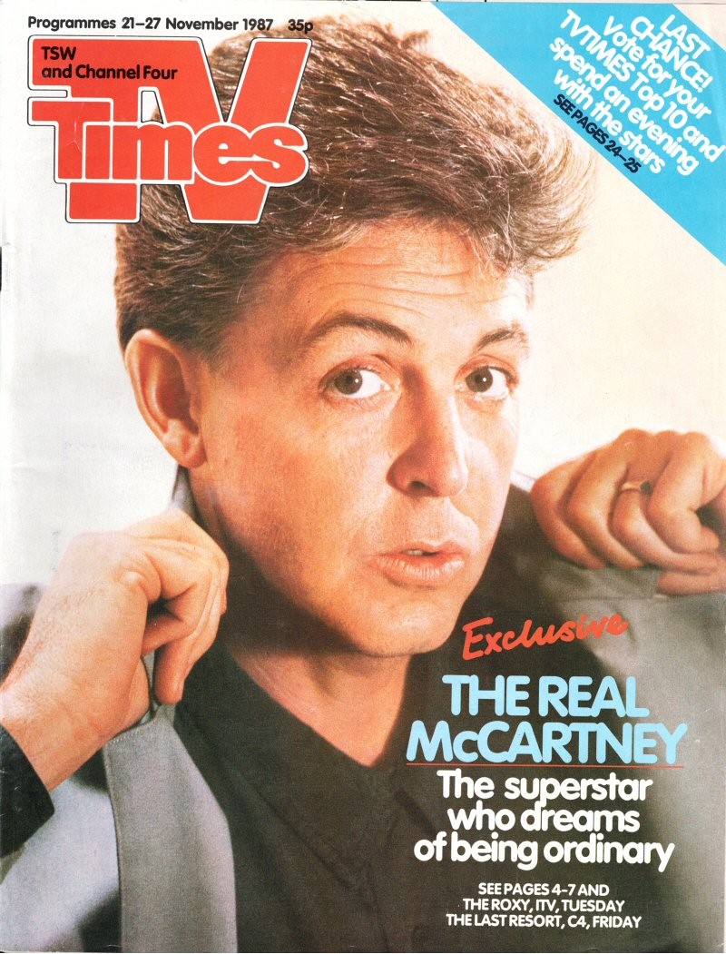 TV Times Magazine 21st November 1987 Paul McCartney TV Times Magazine 21st November 1987 Paul McCartney
