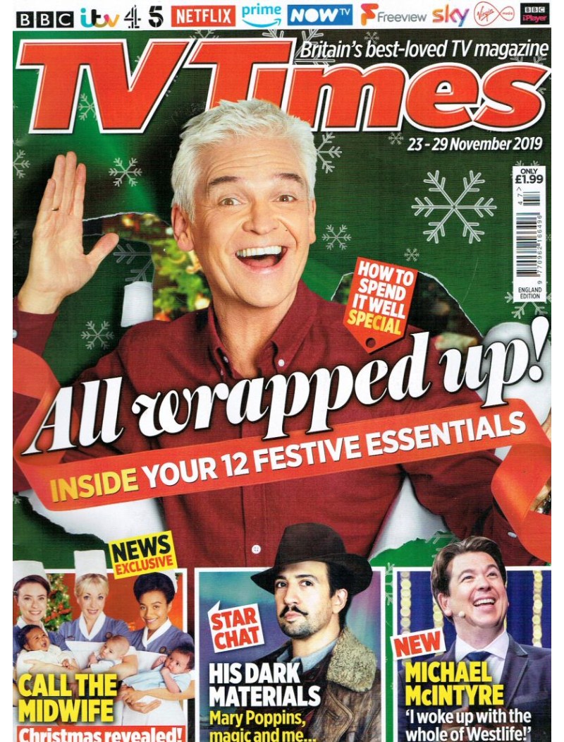 TV Times Magazine 23rd November 2019 Phillip Schofield