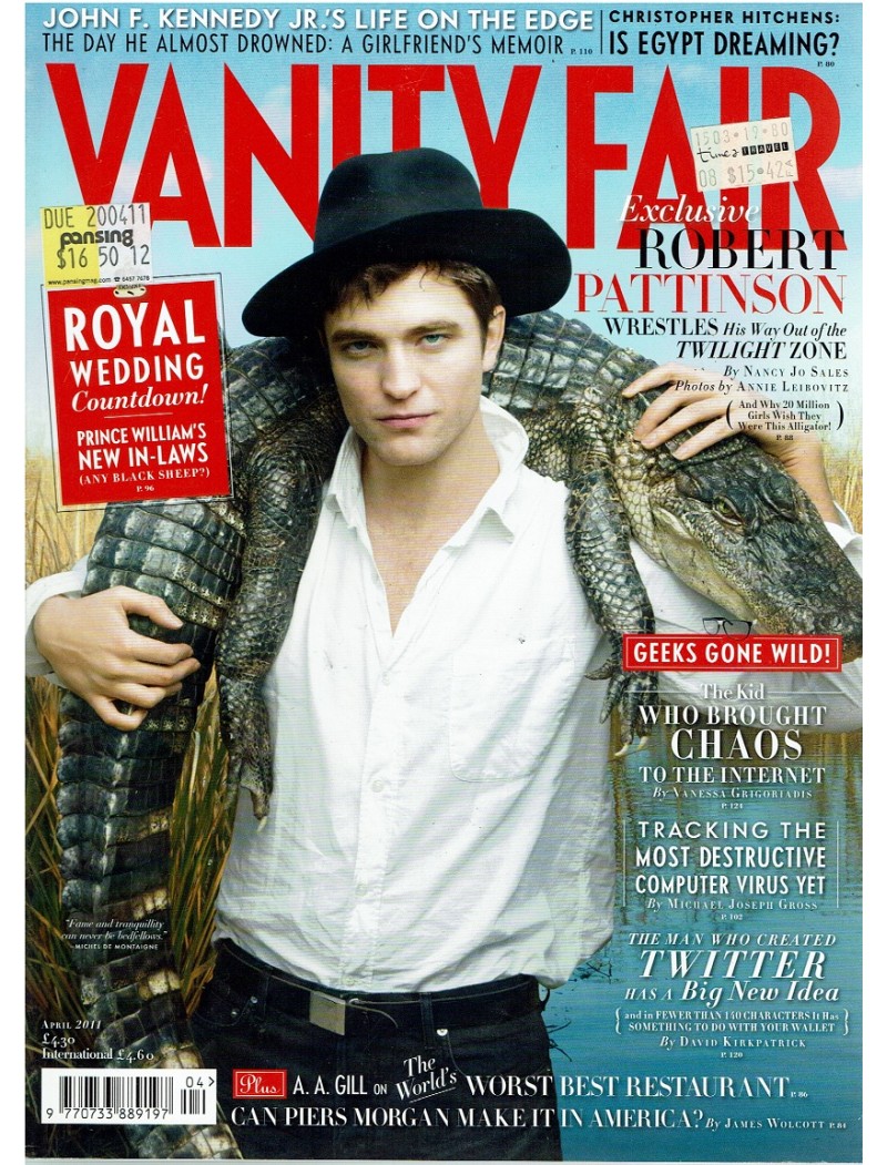 Vanity Fair Magazine April 2011 Robert Pattinson John F Kennedy Jr Kate Middleton