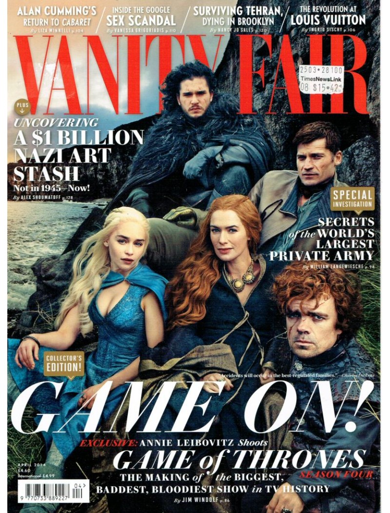 Vanity Fair Magazine Apri 2014 Game of Thrones Vanity Fair Magazine Apri 2014 Game of Thrones
