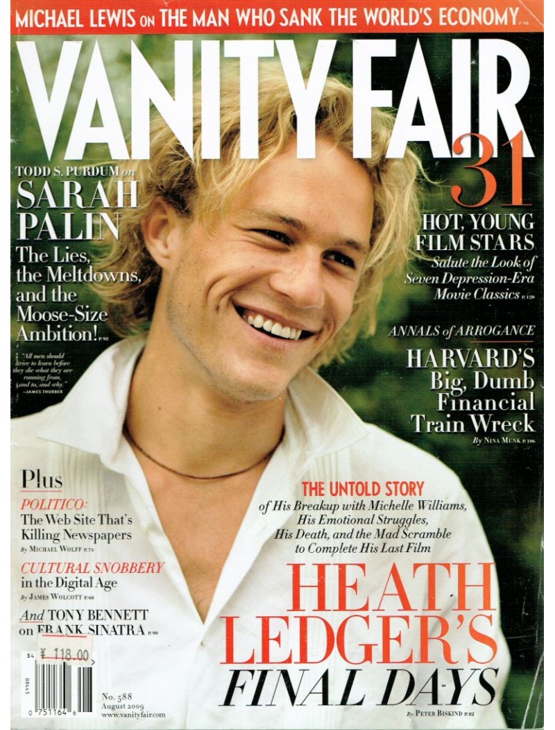 Vanity Fair Magazine 2009 08/09 August Heath Ledger