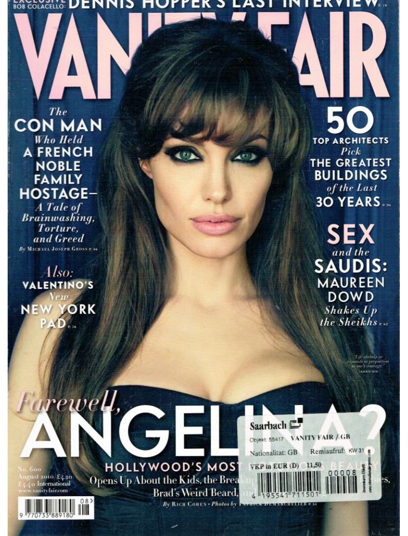 Vanity Fair Magazine 2010 08/10 August Angelina Jolie