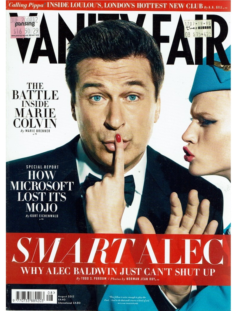 Vanity Fair Magazine 2012 08/12 August Alec Baldwin