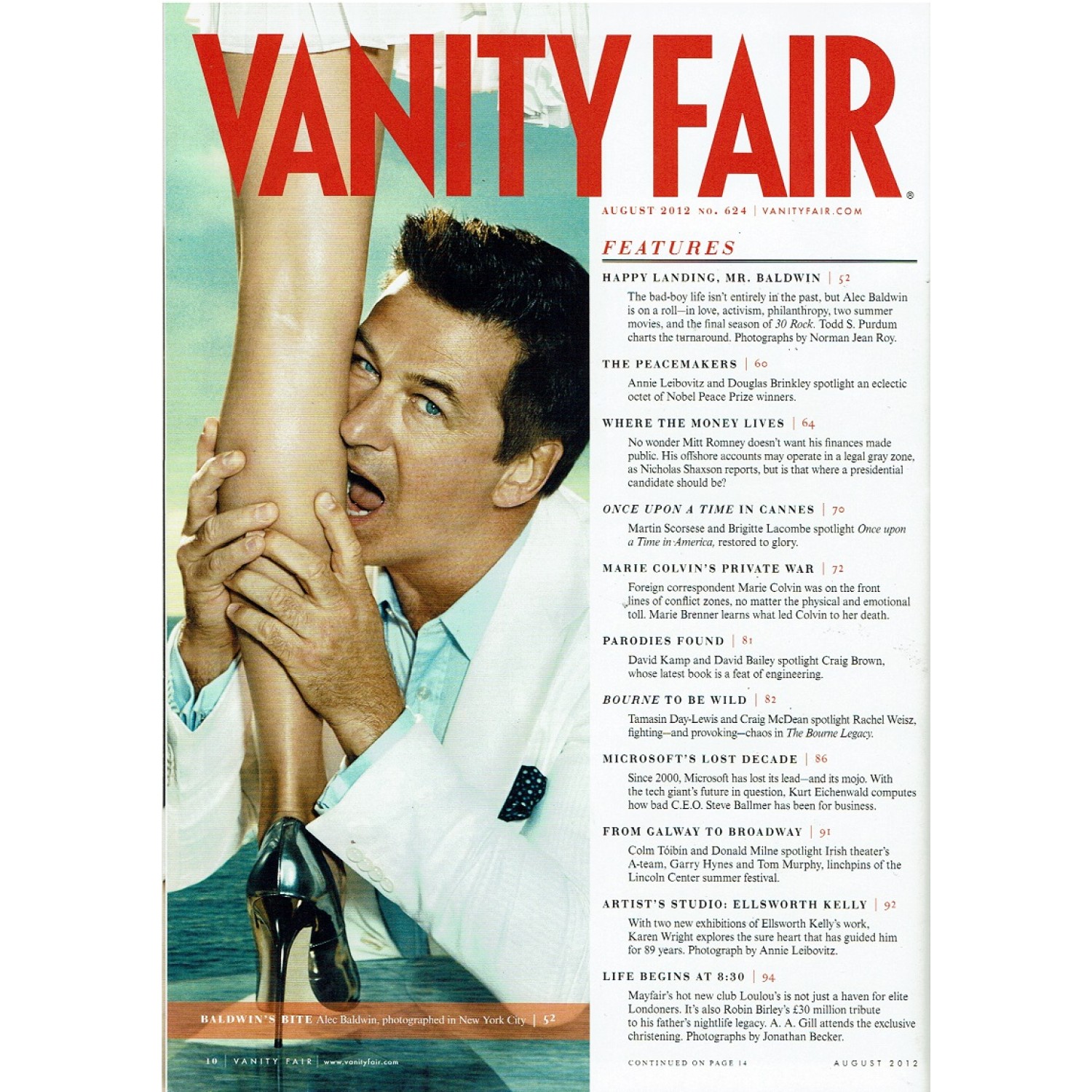 Vanity Fair Magazine August 2012 Alec Baldwin