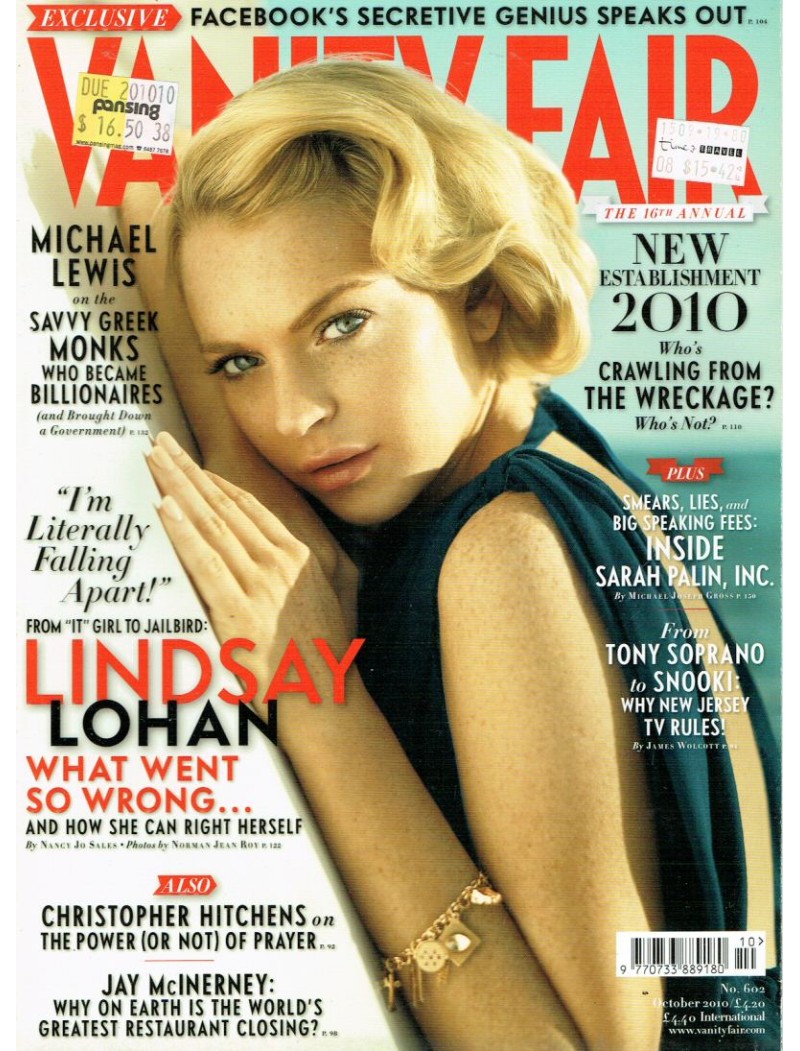 Vanity Fair Magazine 2010 10/10 October Lindsay Lohan